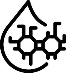 Wall Mural - Thick black outline of a water drop containing a simple molecular structure, perfect for scientific imagery