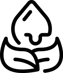 Poster - Line icon of a water drop falling down on plant leaves, concept of irrigation