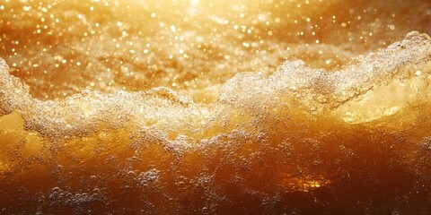 Wall Mural - Golden Water Surface with Air Bubbles and Bokeh