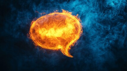 Poster - Burning speech bubble communicating with heat and energy