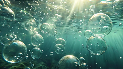 Wall Mural - Ethereal underwater bubbles
