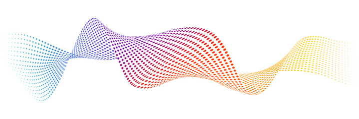 Dotted curve wireframe mesh logo element