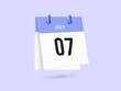 © Rana - July 7 - calendar and Time planner. Daily Calendar Icon reminder. Vector Illustration.