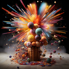 Poster - abstract colorful background with balls