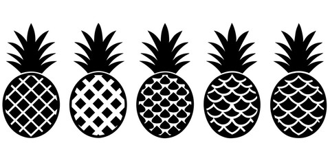 Wall Mural - Set of pineapple icons silhouette vector style illustration
