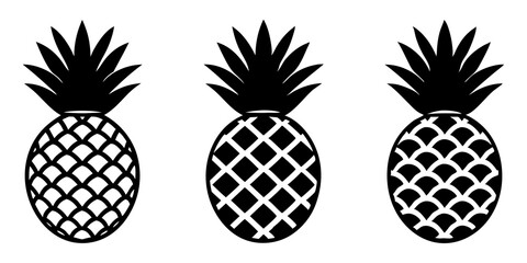 Wall Mural - Set of pineapple icons silhouette vector style illustration
