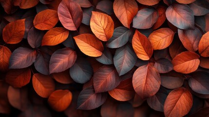 Poster - A close up of leaves with a brown and orange color