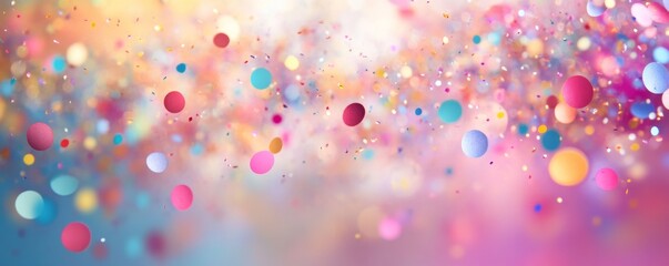 Canvas Print - Colorful confetti falling on a festive background for celebration