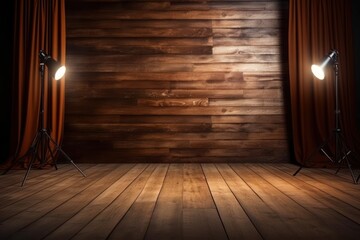 Sticker - Brown wooden backdrop backgrounds spotlight hardwood.