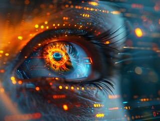 Poster - Futuristic Eye with Augmented Reality Data Overlay and Holographic Elements High Tech Vision Concept