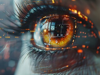 Poster - Futuristic Augmented Reality Eye Interface with Holographic Data Overlays