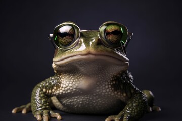 Funny fashion frog wearing sunglasses.