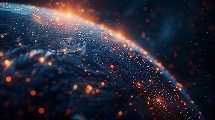 Poster - glowing circuit patterns enveloping the planet earth symbolizing global connectivity and technologic