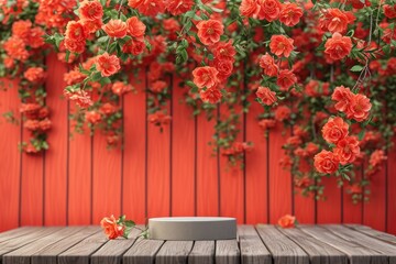 Canvas Print - Vibrant floral backdrop display platform