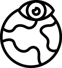 Poster - Watchful eye hovers over a simple globe, symbolizing global surveillance