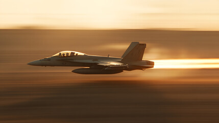 Wall Mural - A fighter jet is flying at high speed with a motion blur effect.