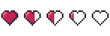 © PixelForge - pixel art heart set animation sheet. health bar pixel art vector. isolated game life bar set.