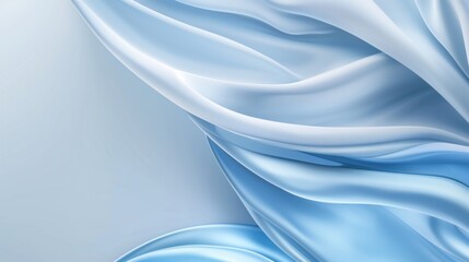 Poster - A gentle drape of soft blue silk captivates the viewer with its smooth texture and flowing lines against a light backdrop, perfect for adding elegance to any design