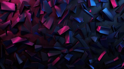 Poster - Angular shapes in vivid colors create an eye-catching abstract background, blending shades of blue, pink, and black for a striking visual impact in a modern setting