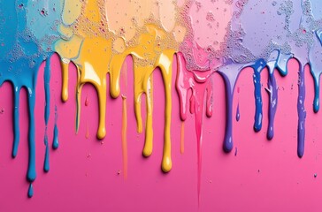 Poster - Color drip background with colorful paint drips, creative and artistic design for advertising or branding purposes. 