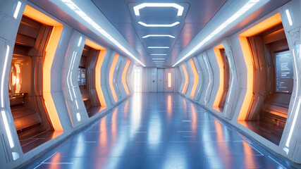 Wall Mural - Science fiction corridor with high tech elements