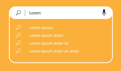 Wall Mural - search bar with suggestions and list search results template for ui interface, website