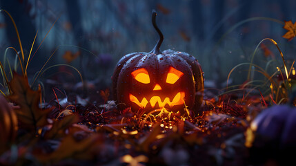 Beautiful colorful background for Halloween with pumpkins. AI Generated