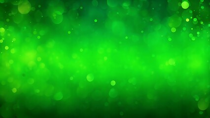 Bokeh green lights in a gradient blur effect background. Abstract sparkling backdrop for festive design and print