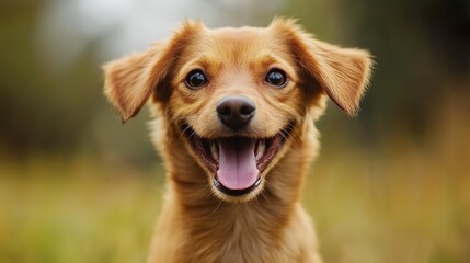 Canvas Print - Photo of happy excited dog