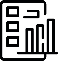 Poster - Black outline icon of a digital report with a growing bar chart representing analytics