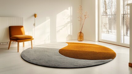 Wall Mural - Modern Interior Design with a Yellow and Gray Rug