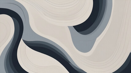 Wall Mural - Abstract pattern with flowing, wavy lines in shades of black, white, and grey