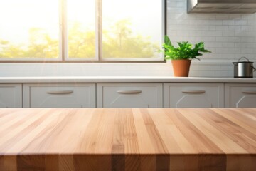 Poster - Brown wooden table top kitchen furniture hardwood. .