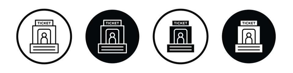 Wall Mural - Ticket office vector icon set black filled and outlined style.