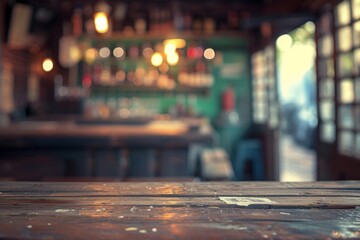 Wall Mural - Vintage wood counter bar restaurant beer architecture.