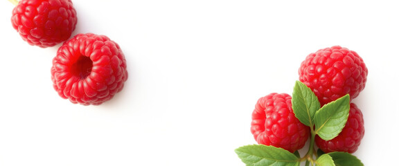 Canvas Print - Ripe raspberries isolated on white background