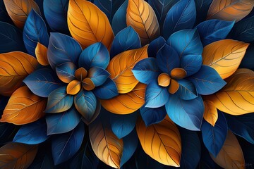 Wall Mural - A blue and yellow flower with a blue stem