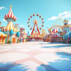 Wall Mural - Fun fair architecture recreation.