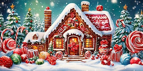 Aufkleber - A house with a red roof and a white chimney