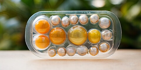Poster - A small container of beads is sitting on a table
