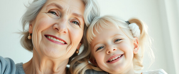 Poster - Grandmother and granddaughter smiling together