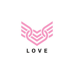 Wall Mural - Love logo design vector with wing  modern unique style