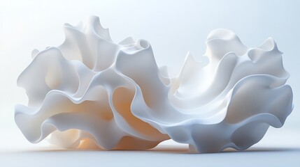 A white sculpture of a wave with a lot of detail