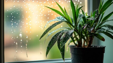 Canvas Print - Houseplants, window drops