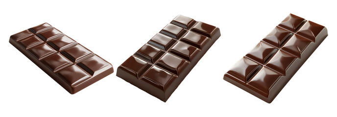 Wall Mural - Chocolate bar pieces set isolated on transparent background