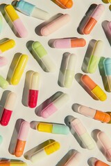 Wall Mural - Bunch of prescription medicine pills. Health, pill bottle, pharmacy, medication, supplements concept.