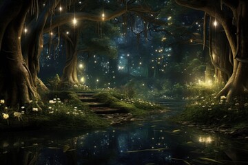 Wall Mural - Magical forest outdoors woodland fantasy.