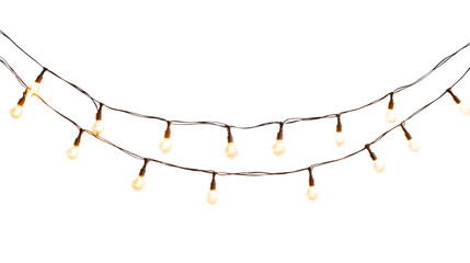 twinkling string lights design, isolated on white background