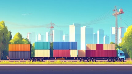 Wall Mural - A large truck with many containers on the back of it, AI