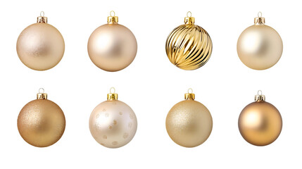 Poster - Set of ornaments light balls gold color for decorated Christmas festive, isolated on white background